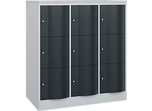 4066681282384 - Schließfachschrank Resisto 3 Abteile 9 Fächer B 1148 x T 640 x H 1255 mm Lichtgrau Anthrazitgrau