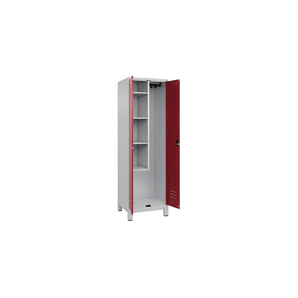 4066681617568 - Putzmittelschrank Classic Plus 080110-00-S10001 lichtgrau rubinrot 600 x 500 x 1950 cm aufgebaut 4066681617568 CP