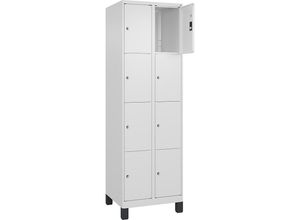 4066681680449 - 4er-Schließfachschrank Classic PLUS 2 Abteile verkehrsweiß B 600 mm 8 Fächer mit Füßen C+P