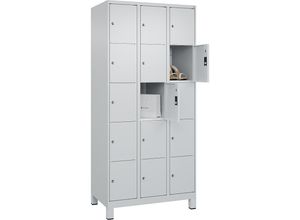 4066681681446 - Schließfachschrank Classic Plus lichtgrau 080010-305 S10009 15 Schließfächer 900 x 500 x 1950 cm 4066681681446 C+P-Möbel