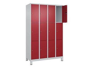 4066681681965 - Schließfachschrank Classic Plus lichtgrau rubinrot 080010-403 S10001 12 Schließfächer 1200 x 500 x 1950 cm 4066681681965 CP