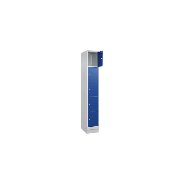 4066681682733 - Schließfachschrank Classic PLUS enzianblau lichtgrau 080020-105 S10003 5 Schließfächer 300 x 500 x 1950 cm 4066681682733 CP