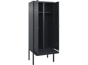 4066681789517 - Schwarz-Weiß-Spind Classic PLUS Sitzbank 1 Abteil grau B 800 mm Sicherheits-Drehriegel auskragend Kunststoff C+P