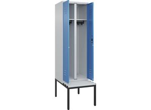 4066681793941 - Schwarz-Weiß-Spind Classic PLUS Sitzbank 1 Abteil lichtgrau   lichtblau B 600 mm Zylinderschloss untergebaut Kunststoff C+P