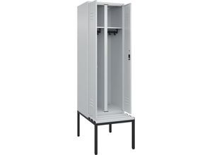 4066681793996 - Schwarz-Weiß-Spind Classic PLUS Sitzbank 1 Abteil lichtgrau B 600 mm Zylinderschloss untergebaut Kunststoff C+P