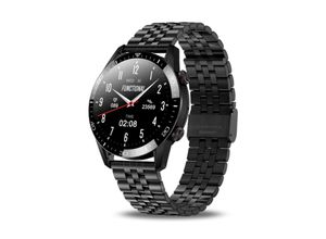 4066708474976 - TPFNet Smart Watch   Fitness Tracker IP68 für Damen & Herren - Edelstahl Armband - Android & IOS - Schwarz