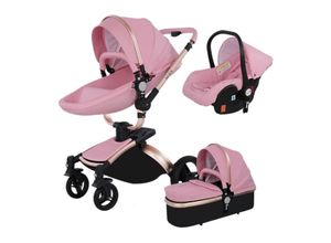 4066708478097 - Luxus Kombi-Kinderwagen 3in1 Set - Modell 5 Kunstleder - Weiß