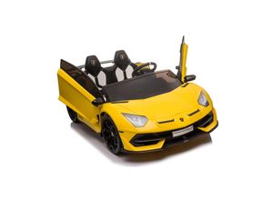 4066708827857 - Elektro-Kinderauto Lamborghini Aventador SVJ Doppelsitzer gelb - Kinderauto - Elektroauto - Ledersitz und Sicherheitsgurt