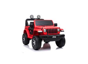 4066708841884 - Elektro-Kinderauto Jeep Wrangler Rubicon rot - Kinderauto - Elektroauto - Ledersitz und Sicherheitsgurt