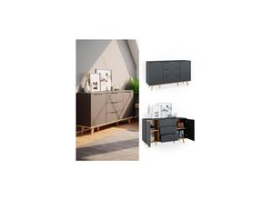 4066731028283 - Sideboard Kommode Wohnwand Neptune Anthrazit Eiche Ablage Türe Schublade