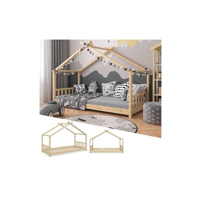 4066731030835 - Design Kinderbett Hausbett Natur Kinderhaus Holzbett 90x200 Massivholz