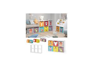 4066731034819 - Raumteiler Regal Bücherregal Weiß 6 Fächer Standregal Kinder-Faltboxen