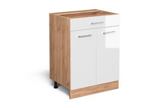 4066731035595 - Küchenunterschrank R-Line Weiß Hochglanz 60 cm mit Schublade ohne Arbeitsplatte Vicco