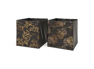 4066731044382 - Faltbox Aufbewahrungsbox Regalbox Schwarz Gold Floral 1 Hartkarton Ablage