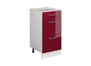 4066731044764 - Küchenunterschrank R-Line Bordeaux Hochglanz 40 cm mit Schubladen ohne Arbeitsplatte Vicco