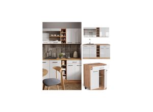 4066731046256 - Singleküche R-Line Weiß Hochglanz Goldkraft Eiche 160 cm ohne Arbeitsplatte Vicco 4066731046256 - Singleküche R-Line Weiß Hochglanz Goldkraft Eiche 160 cm ohne Arbeitsplatte Vicco