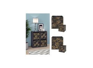 4066731049530 - Raumteiler Würfelregal Standregal Tetra Schwarz Faltbox Wohnzimmer Regal 73x72 cm modern Ablage 4 Fächer Dekoregal Ordnerregal Aufbewahrung