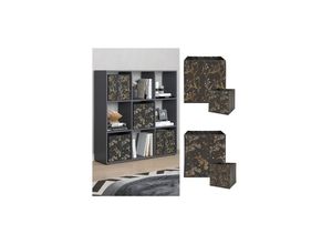 4066731049592 - Raumteiler Würfelregal Standregal Nove Schwarz Faltbox Wohnzimmer Regal 104x108 cm modern Ablage 9 Fächer Dekoregal Ordnerregal Aufbewahrung