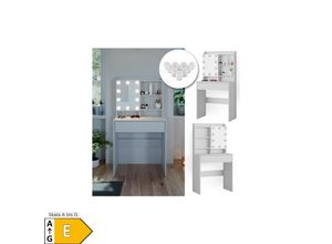 4066731129881 - Schminktisch Frisiertisch Frisierkommode Laura Weiß LED 70x136 cm Spiegelschrank modern Schlafzimmer Kommode Schminkspiegel Schrank Schublade Kosmetiktisch Make-Up-Tisch