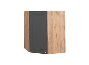 4066731131044 - Eckhängeschrank Küchenschrank Küchenmöbel Fame-Line Eiche Anthrazit-Gold Landhaus 57 cm Küche Einbauküche Eckküche Hängeschrank Drehtür Einlegeboden Küchenzeile