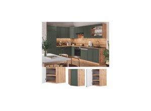 4066731136964 - Eckhängeschrank Küchenschrank Küchenmöbel Fame-Line Eiche Grün-Gold Landhaus 57 cm Küche Einbauküche Eckküche Hängeschrank Drehtür Einlegeboden Küchenzeile