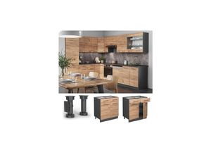 4066731144082 - Schubunterschrank Küchenschrank Küchenmöbel Fame-Line Anthrazit Eiche modern 80 cm Küche Einbauküche Drehtür Schublade Einlegeboden Blende Küchenzeile 4066731144082 - Schubunterschrank Küchenschrank Küchenmöbel Fame-Line Anthrazit Eiche modern 80 cm Küche Einbauküche Drehtür Schublade Einlegeboden Blende Küchenzeile