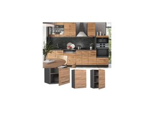 4066731145720 - Hängeschrank Küchenschrank Küchenmöbel Fame-Line Anthrazit Eiche modern 50 cm Küche Einbauküche Hängeschrank Drehtür Einlegeboden Küchenzeile