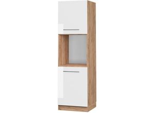 4066731196029 - Herdumbauschrank Küchenschrank Küchenmöbel Fame-Line Eiche Weiß 60 cm modern Hochglanz Küche Einbauküche Blende Herdschrank Hochschrank Küchenzeile Drehtür Einlegeboden