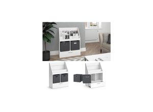 4066731226986 - Bücherregal Luigi 72 x 962 cm Weiß Wohnzimmerregal mit Faltboxen modern