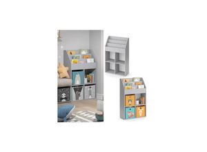 4066731227129 - Kinderregal Bücherregal Wandregal Luigi Hellgrau 72x114 cm modern Kinderzimmer Regal Spielzeugregal Dekoregal Standregal Aufbewahrungsregal Würfelregal Ablage Fach freistehend