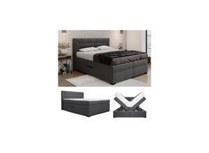 4066731227259 - VitaliSpa Boxspringbett Doppelbett Ehebett Anthrazit modern 180x200 cm Schlafzimmer Bett Taschenfederkern PU-Komfortschaum Matratze Topper Bettkasten Möbelstoff Aufbewahrung