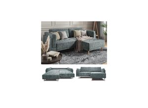 4066731227266 - Ecksofa Schlafsofa Gästesofa Cali Grau Schlaffunktion 236 x 97 cm modern Wohnzimmer Sofa Wohnzimmercouch Boxspringsofa Loungesofa Loungeecke Schlafcouch Taschenfederkern ausziehbar