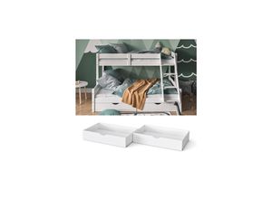 4066731227310 - Bettschublade Schubladenbett Aufbewahrung Everest Weiß 98x20 modern Rollschublade Kinderzimmer Bett Zubehör Spielzeug Ablage Kiefer Massivholz Kinderbett Spielturmbett