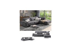 4066731227815 - Ecksofa Loungesofa Boxspringsofa James Anthrazit Relaxfunktion 301x86 cm modern Wohnzimmer Sofa Wohnzimmercouch Loungeecke Polstereckcouch Taschenfederkern USB-Anschluss Fußteil ausfahrbar