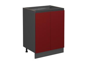 4066731229109 - Unterschrank Küchenschrank Küchenmöbel R-Line J-Shape Anthrazit Rot 60 cm modern