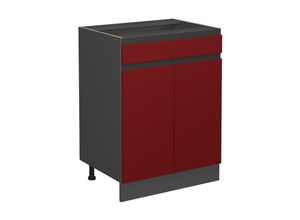 4066731229130 - Schubunterschrank Küchenschrank Küchenmöbel R-Line J-Shape Anthrazit Rot 60 cm modern