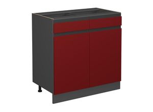 4066731229178 - Schubunterschrank Küchenschrank Küchenmöbel R-Line J-Shape Anthrazit Rot 80 cm modern