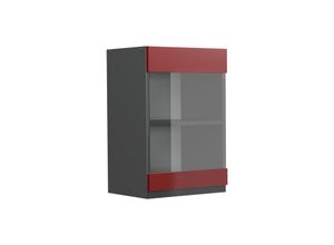 4066731229215 - Glashängeschrank Küchenschrank Küchenmöbel R-Line J-Shape Anthrazit Rot 40 cm modern