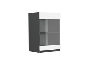 4066731229222 - Glashängeschrank Küchenschrank Küchenmöbel R-Line J-Shape Anthrazit Weiß 40 cm modern