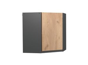 4066731229352 - Eckhängeschrank Küchenschrank Küchenmöbel R-Line J-Shape Anthrazit Eiche 57 cm modern