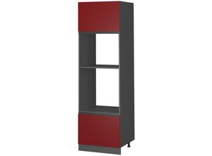 4066731229420 - Mikrowellenschrank Küchenschrank Küchenmöbel R-Line J-Shape Anthrazit Rot 60 cm modern