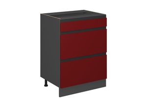 4066731229574 - Schubladenunterschrank Küchenschrank Küchenmöbel R-Line J-Shape Anthrazit Rot 60 cm modern