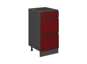 4066731229604 - Schubladenunterschrank Küchenschrank Küchenmöbel R-Line J-Shape Anthrazit Rot 40 cm modern