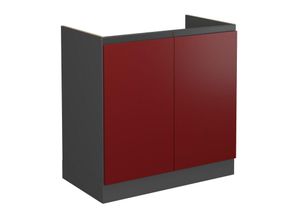 4066731229963 - Spülenunterschrank Küchenschrank Küchenmöbel R-Line J-Shape Anthrazit Rot 80 cm modern