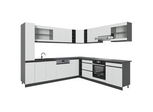 4066731230419 - Eckküche Küchenblock Einbauküche R-Line J-Shape Anthrazit Weiß 277x257 cm modern Küchenschränke Küchenmöbel 4066731230419 - Eckküche Küchenblock Einbauküche R-Line J-Shape Anthrazit Weiß 277x257 cm modern Küchenschränke Küchenmöbel