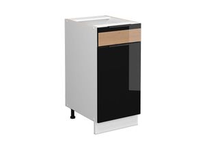 4066731230426 - Schubunterschrank Küchenschrank Küchenmöbel Fame-Line Weiß Schwarz Eiche 40 cm modern Hochglanz