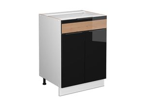 4066731230440 - Schubunterschrank Küchenschrank Küchenmöbel Fame-Line Weiß Schwarz Eiche 60 cm modern Hochglanz