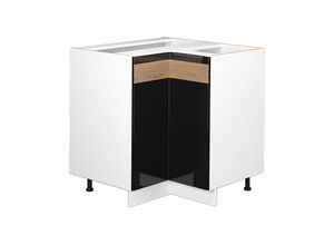 4066731230464 - Eckunterschrank Küchenschrank Küchenmöbel Fame-Line Weiß Schwarz Eiche 81 cm modern Hochglanz