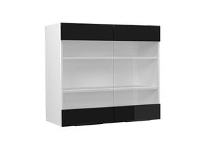 4066731230556 - Glashängeschrank Küchenschrank Küchenmöbel Fame-Line Weiß Schwarz 80 cm modern Hochglanz