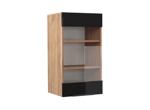 4066731230761 - Glashängeschrank Küchenschrank Küchenmöbel Fame-Line Eiche Schwarz 40 cm modern Hochglanz